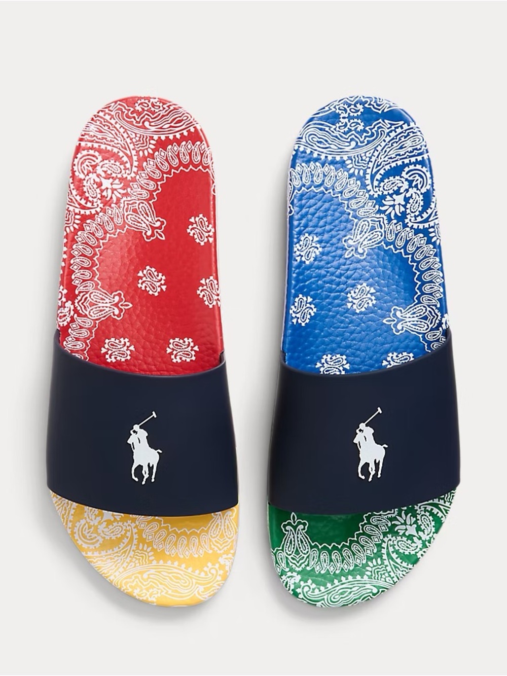 NWT Polo Ralph Lauren Men's Bandana Print Tropical Floral Casual Slide Sandals